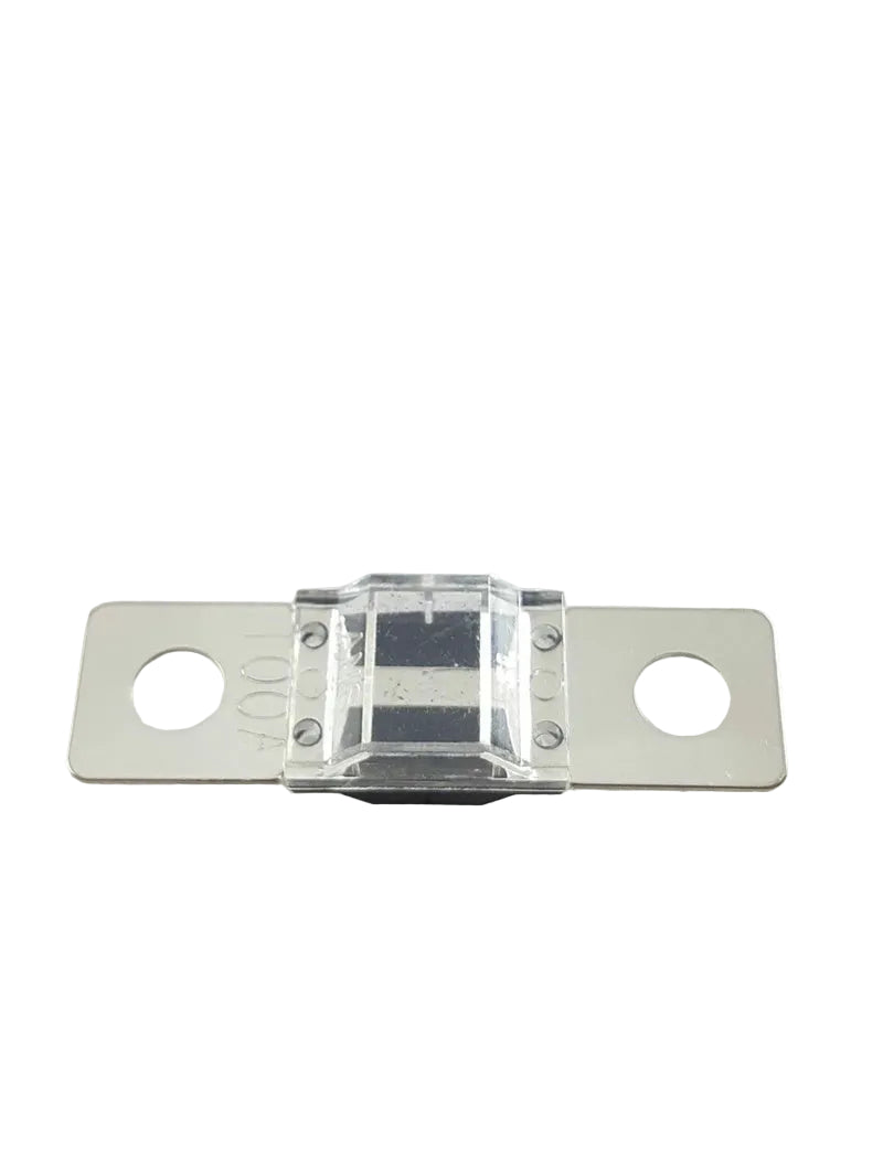 Metallic component with a clear plastic cover on a textured white background
