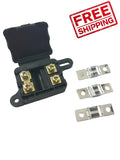 Electrical fuse holder with fuses on a white background, featuring 'Free Shipping' text.