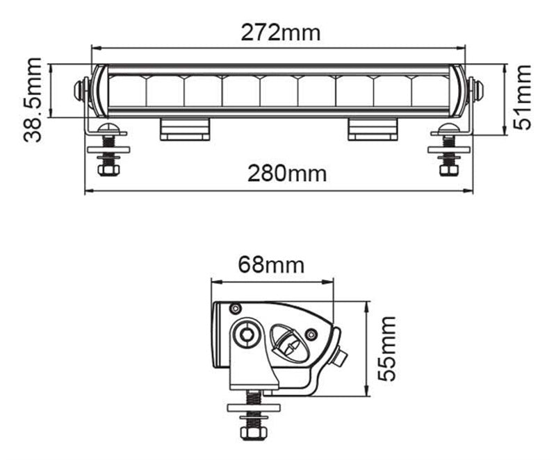 Titan Lighting 11 Inch  LED Slim Light Bar 4050LM Combo beam 9-36V IP68 & IP69K