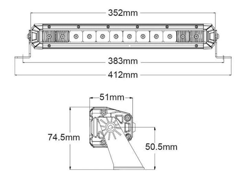 12 Inch LED Single Row Light Bar Combo Beam 1869 Lm 9-32V