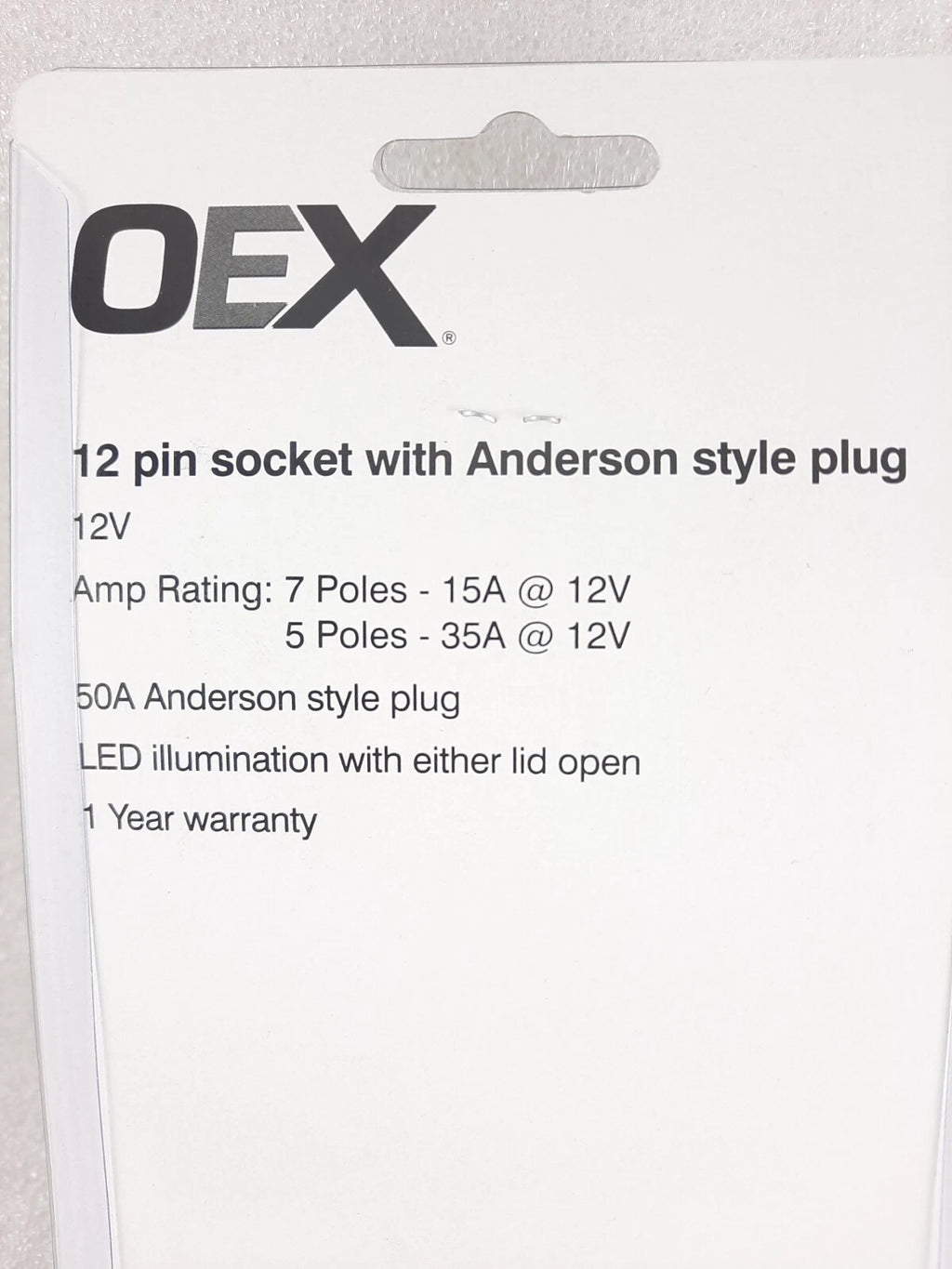12 Pin Flat Trailer Socket with Built in 50 Amp Anderson Plug