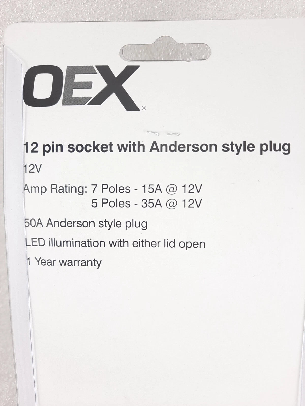 12 Pin Flat Trailer Socket with Built in 50 Amp Anderson Plug