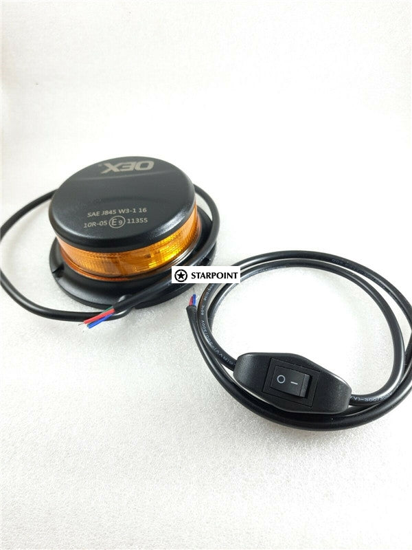 LED Amber Beacon Class 1 Multivolt Low Profile Permanent Mount Bonus Switch