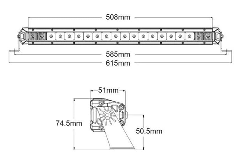 20 Inch LED Driving Light Bar LED Single Row Combo Beam 9-32V Input Voltage