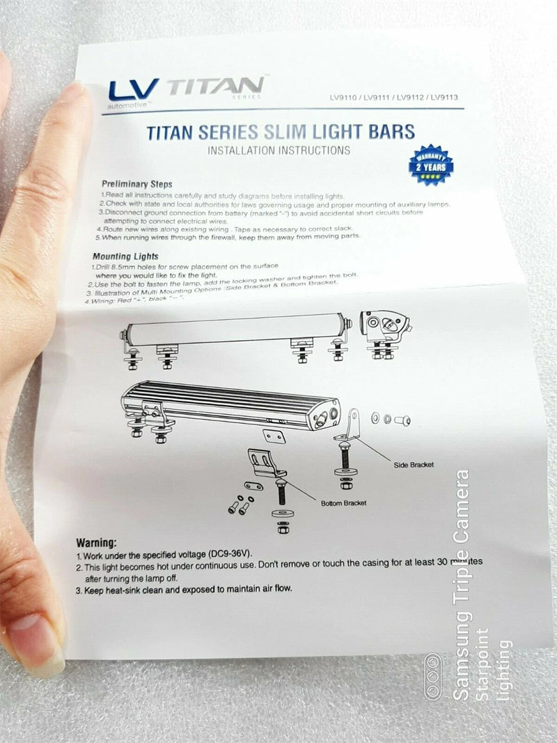Titan Lighting 20" Slim Light bar, 90w Combo beam Single Row LED Light Bar