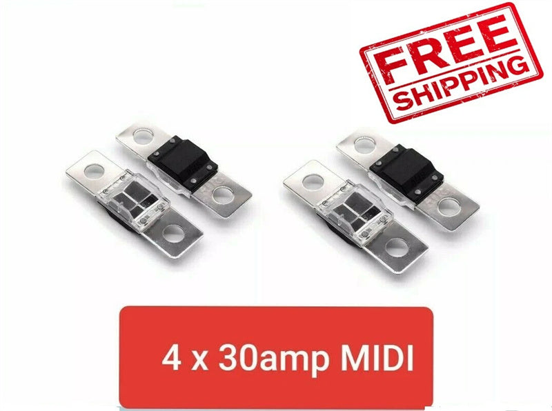 MIDI FUSE 4 x 30 amp MIDI FUSES SUIT DUAL BATTERY or SOLAR BULK AVAILABLE