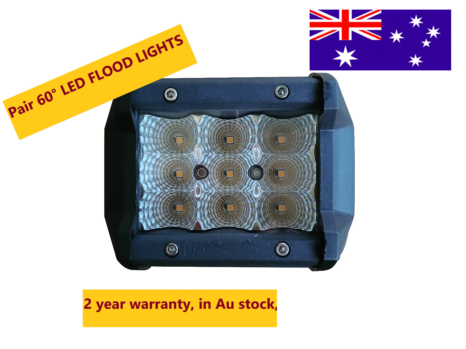 Pair 4 inch LED Work Light Kits with Number Plate Holder for Reverse Auxiliary Lights