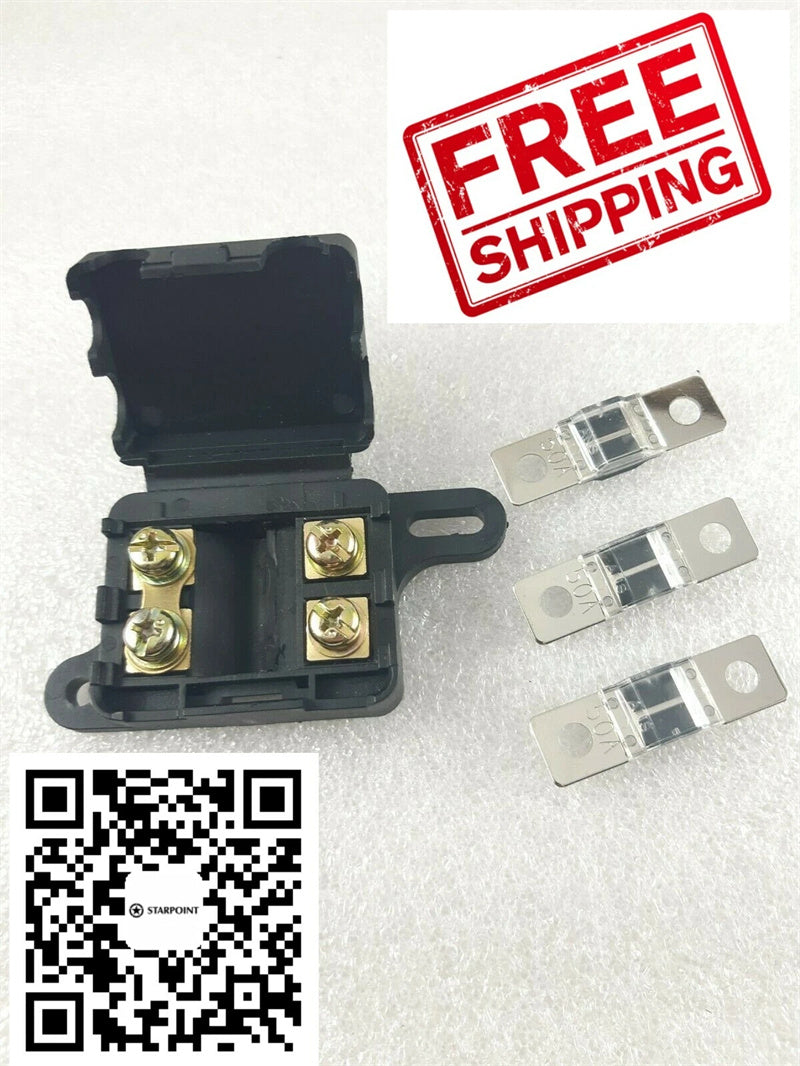 Twin Midi Fuse Holder Kit suits - Dual Battery or Caravan inc 3 x 50 Amp fuses
