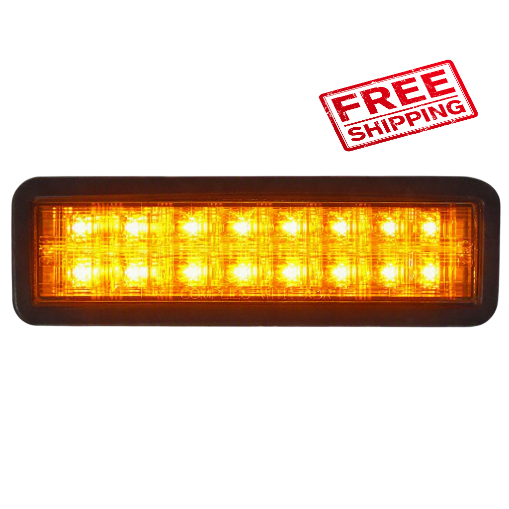 Roadvision BR150A LED Front Indicator Lamp 10-30V Amber LED Rect Grommet Mount 159x49mm