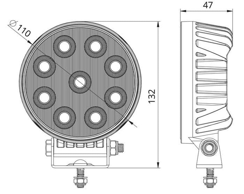 Round 36W LED Work Light 60° Wide Flood Beam 9-36V 3600lm 5700K IP68