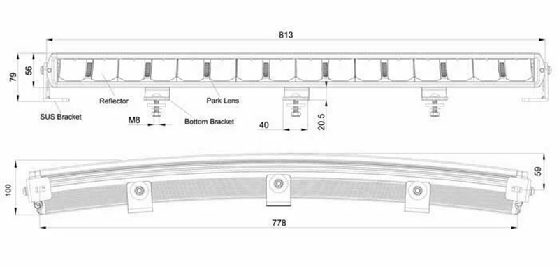 Titan 31" LED Curved Light bar, 160 W Combo Beam Driving Light  & Park Light
