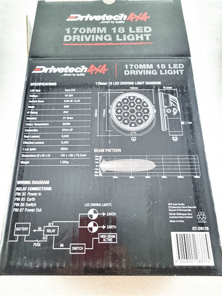 Drivetech 90 Watt 7 Inch Cree LED Round Driving Lamp, Drivetech 7" LED Driving Light