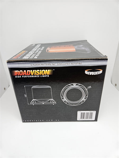 Roadvision LED Beacon Revolver Maxi 10-30V Amber Fixed Mount 15W 5 Function SAE Class 1