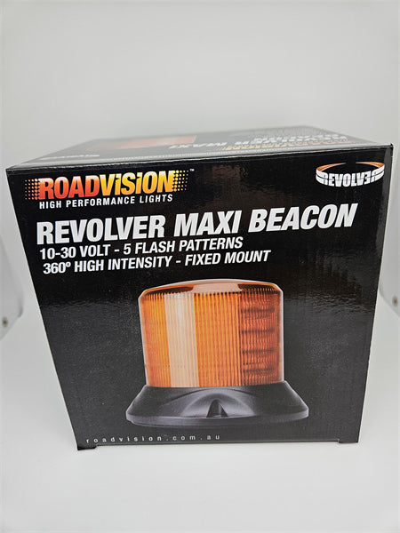 Roadvision LED Beacon Revolver Maxi 10-30V Amber Fixed Mount 15W 5 Function SAE Class 1