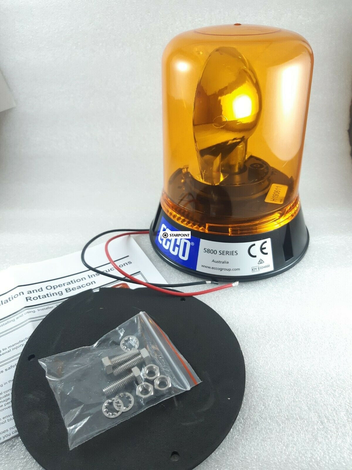Amber Beacon Halogen 12/24v Permanent Mount ACX2123 Revolving Beacon 178 x 153mm