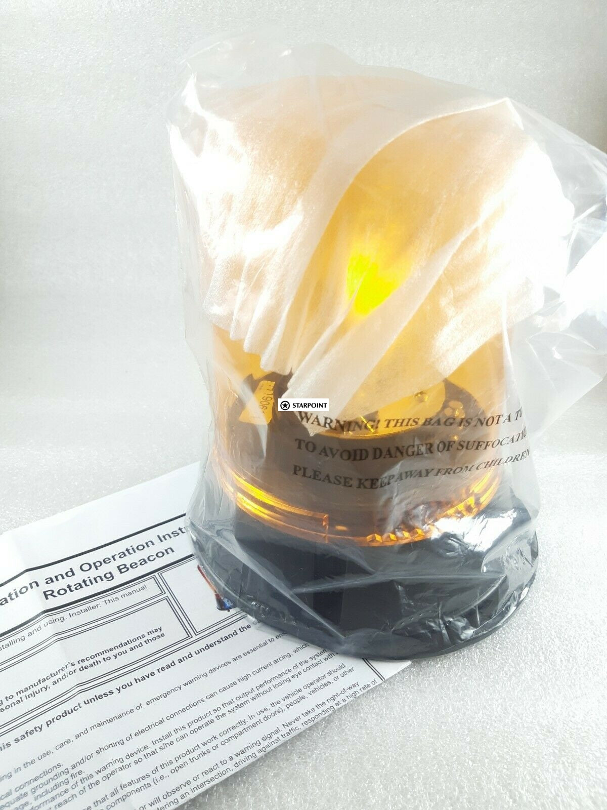 Amber Beacon Halogen 12/24v Permanent Mount ACX2123 Revolving Beacon 178 x 153mm