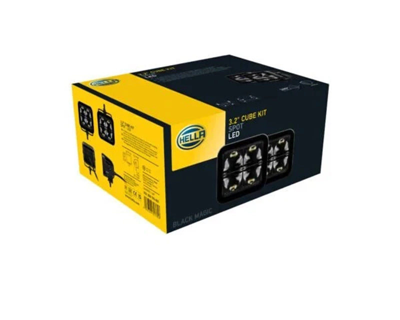 Hella Black Magic LED Cube Light Kit 3.2” Spot Beam 12V/24V
