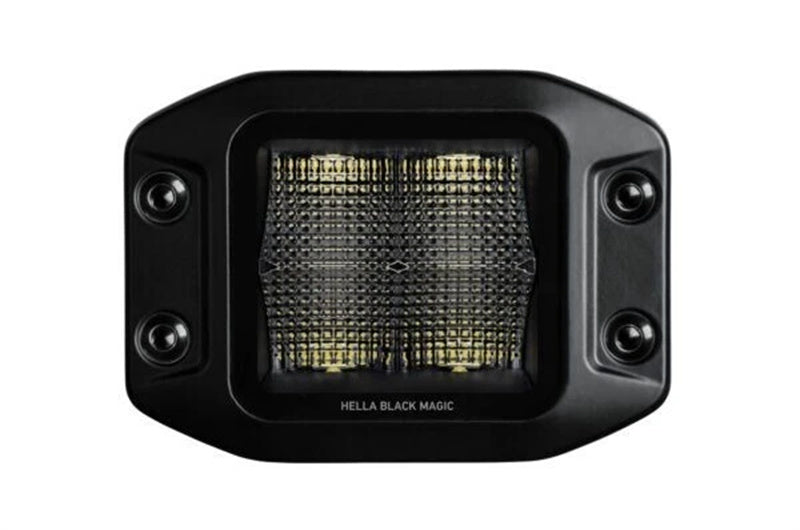 Hella Black Magic LED Cube Light Kit 3.2” Flood Beam Flush Mount 12V/24V