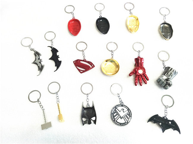 The Avengers Marvel Keychains Captain American, Ironman Hand, hulk fist Batman, Ironman Keyrings