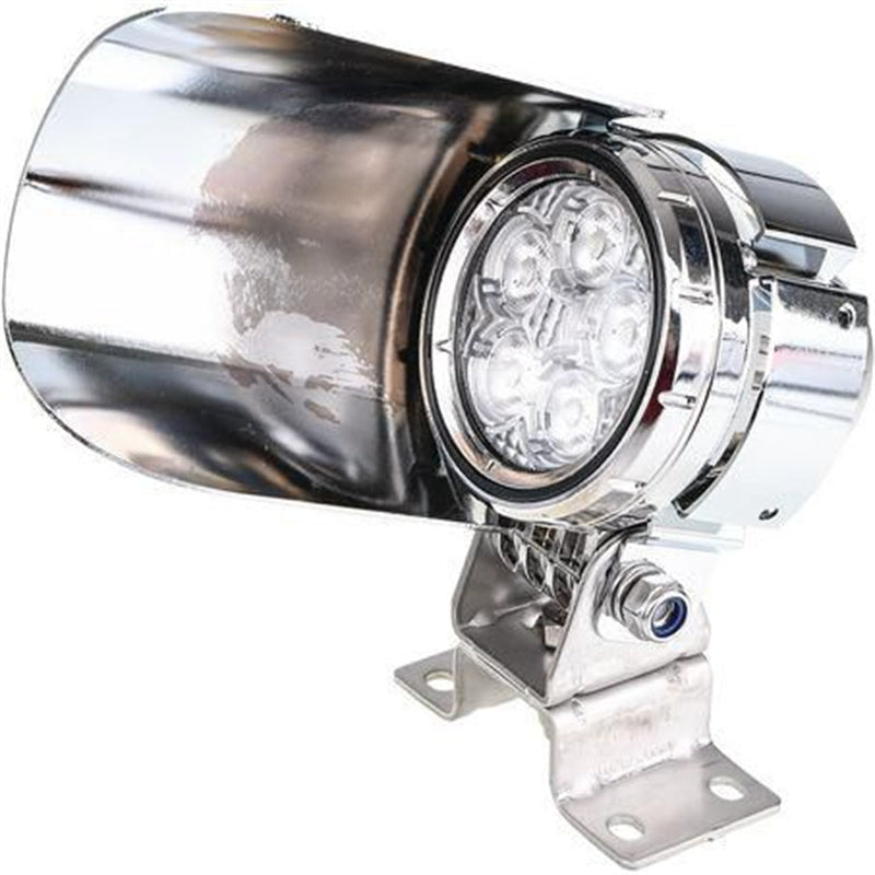 LED Truck Mirror Light with Shield 12v 24v Loading Light - Mirror Mount Chrome