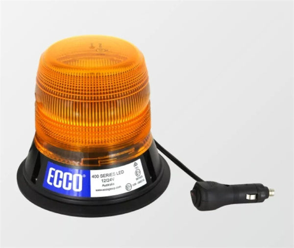 ECCO LED Amber Warning Beacon Magnetic Mount+ Cigarette Plug - Traffic Control 12/24v