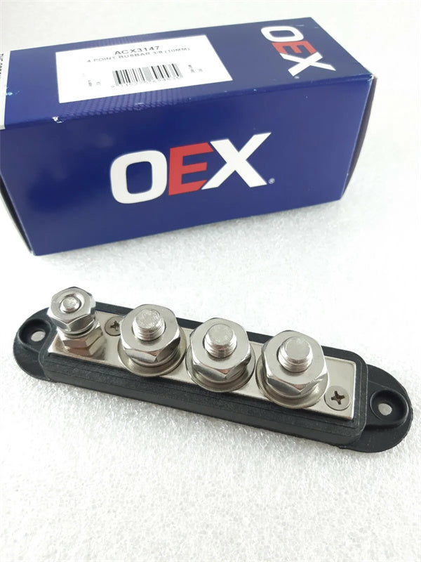Negative Bus Bar 4 Stud Stainless Steel Marine or Automotive 210 Amp