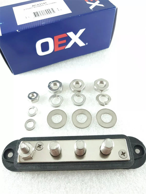 Negative Bus Bar 4 Stud Stainless Steel Marine or Automotive 210 Amp