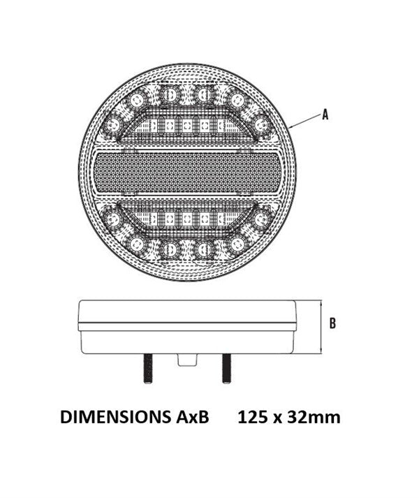 Roadvision LED Rear Combination Lamp 10-30V Stop/Tail/Ind/Rev/ Ref 125x32mm