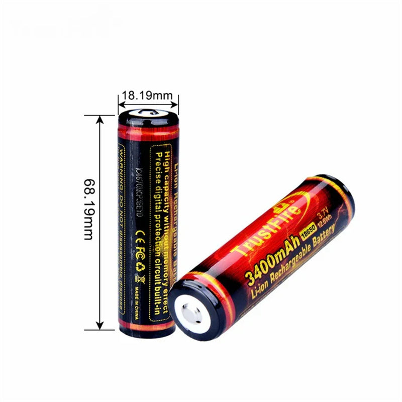 TF18650 Rechargeable Quality 3400mah Batteries pack of 2