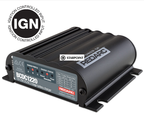 REDARC BCDC1220 IGN Battery Charger DC To DC 20A (ignition control) 3 Stage 9-32v Input 12v Output