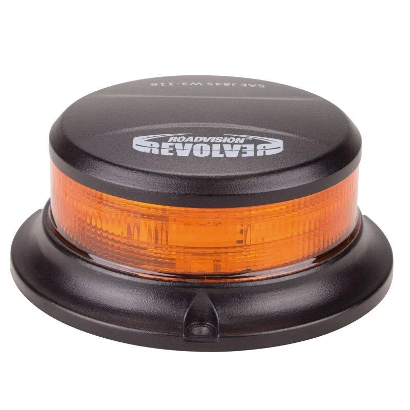 Roadvision LED Beacon Micro Revolver 10-30V Amber Magnetic Mount 28W 10 Function SAE Class 1