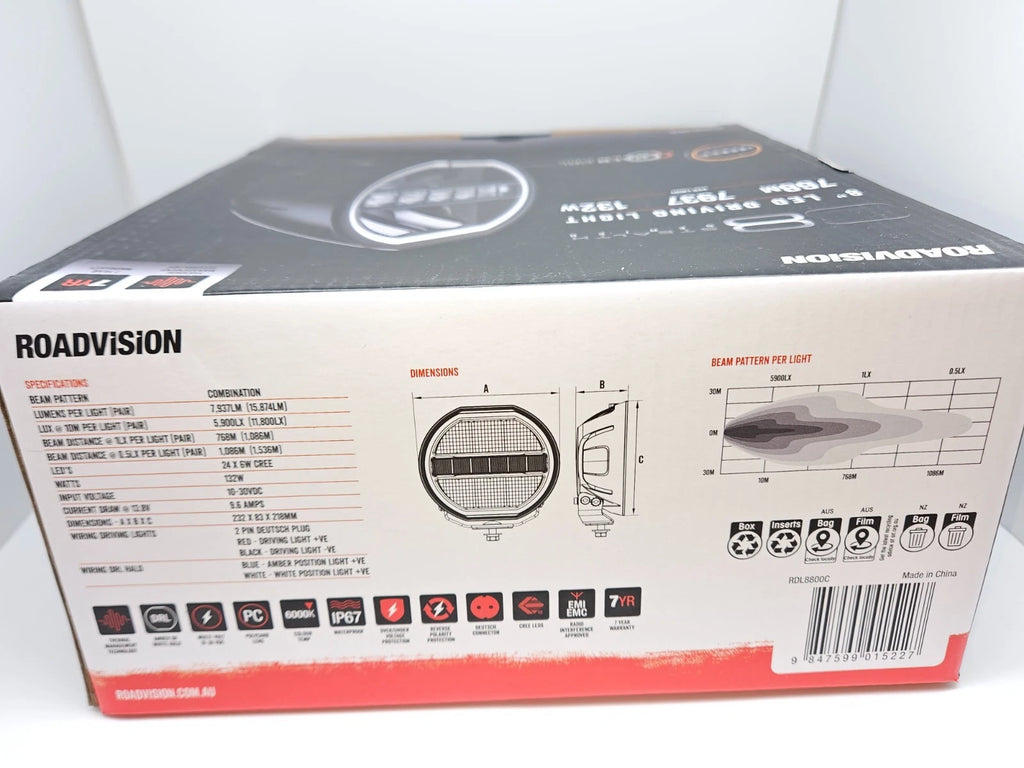 Roadvision Stealth Halo 9 Inch LED Spot Beam Light With Halo Ring 9-32V