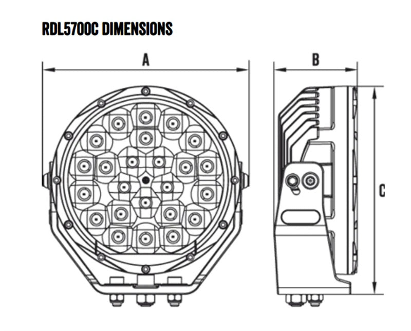Roadvision 7" LED Driving Light DX2 Series 9-32V 133W 5671lm IP68 Combo Beam
