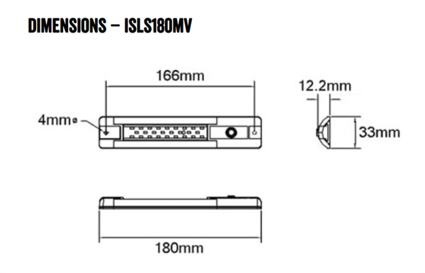 Roadvision LED Interior Strip Light 10-30V Amber/White with Switch 180mm IP67