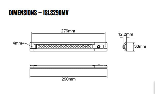 Roadvision LED Interior Strip Lamp 10-30V Amber/White with Switch 290mm IP67