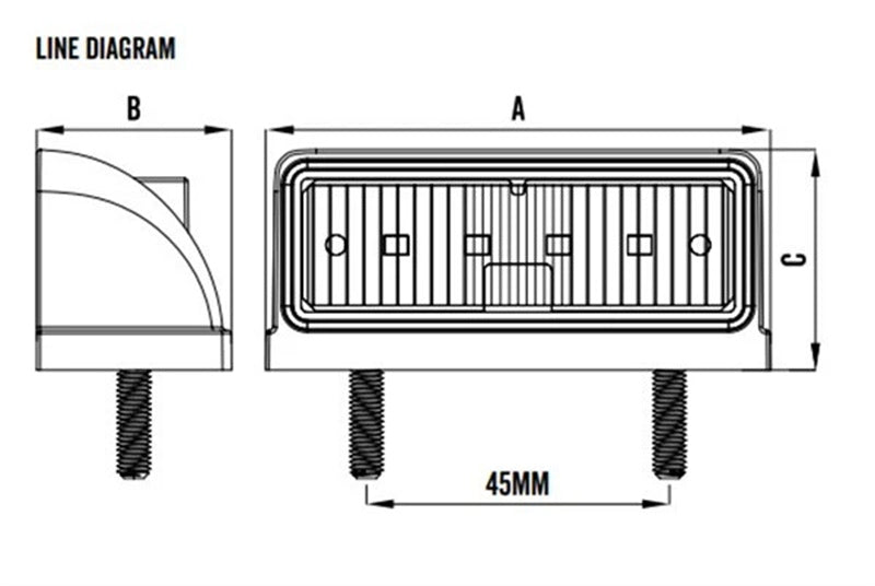 Roadvision LED Licence Plate Light 10-30V 4 LED 75 x 29 x 33mm Rear Mount Black