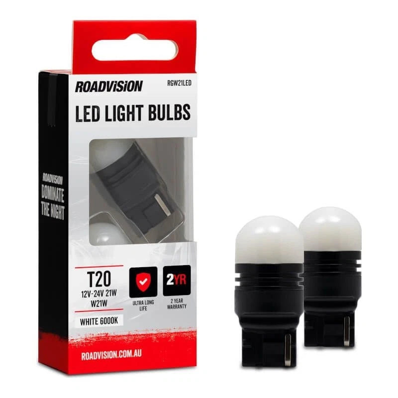 Roadvision LED Wedge T10 12V W5W W2.1X9.5D 6000K White 2PK Signal Globes