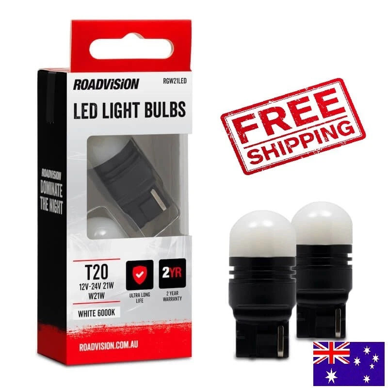 Roadvision LED Wedge T10 12V W5W W2.1X9.5D 6000K White 2PK Signal Globes