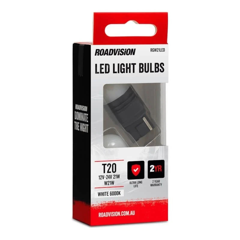 Roadvision LED Wedge T10 12V W5W W2.1X9.5D 6000K White 2PK Signal Globes