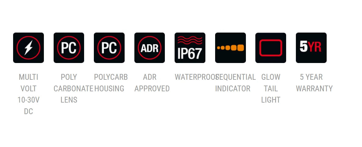 Roadvision LED Rear Combination Lamp 10-30V Stop/Tail/Ind/Ref 285x105mm Dynamic