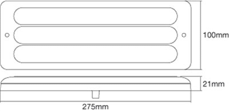 Roadvision LED Rear Combination Lamp 10-30V Stop/Tail/Ind/Rev Surface Mnt 275x100mm
