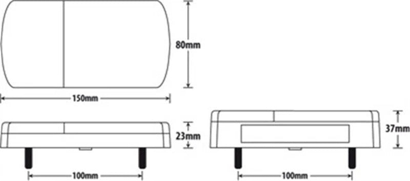 Roadvision LED Rear Combination Lamp 10-30V Stop/Tail/Ind/Ref Surface Mnt 150x80