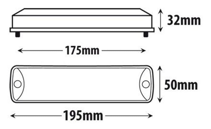 Roadvision LED Rear Combination Lamp Kit 10-30V Stop/Tail/Ind /Rev Surface Mount 195x50mm