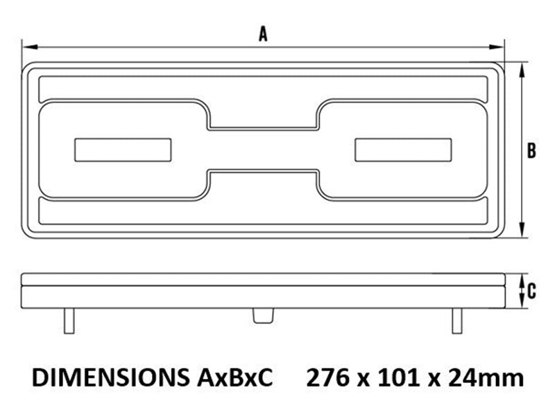 Roadvision LED Rear Combination Lamp 10-30V Stop/Tail/Ind/Ref Surface Mnt 276x101mm