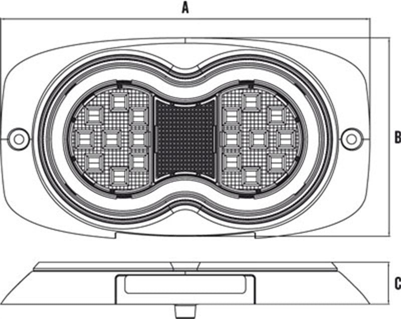 Roadvision Pair LED Rear Combination Lamp Kit 10-30V Stop/Tail/Ind/Ref/Lic Surface Mnt 202x111mm