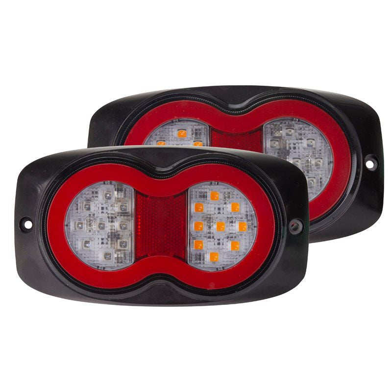 Roadvision Pair LED Rear Combination Lamp Kit 10-30V Stop/Tail/Ind/Ref/Lic Surface Mnt 202x111mm