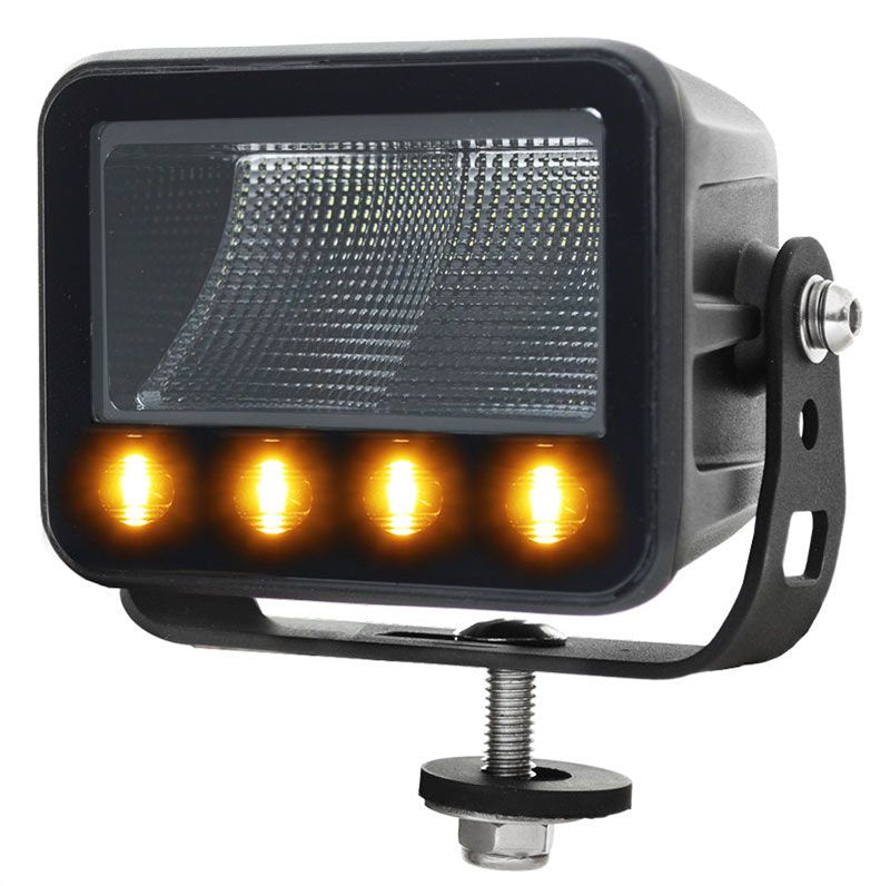 LED Work Light Flood Beam with Flashing Amber Warning Light 3600Lumens IP68/IP69