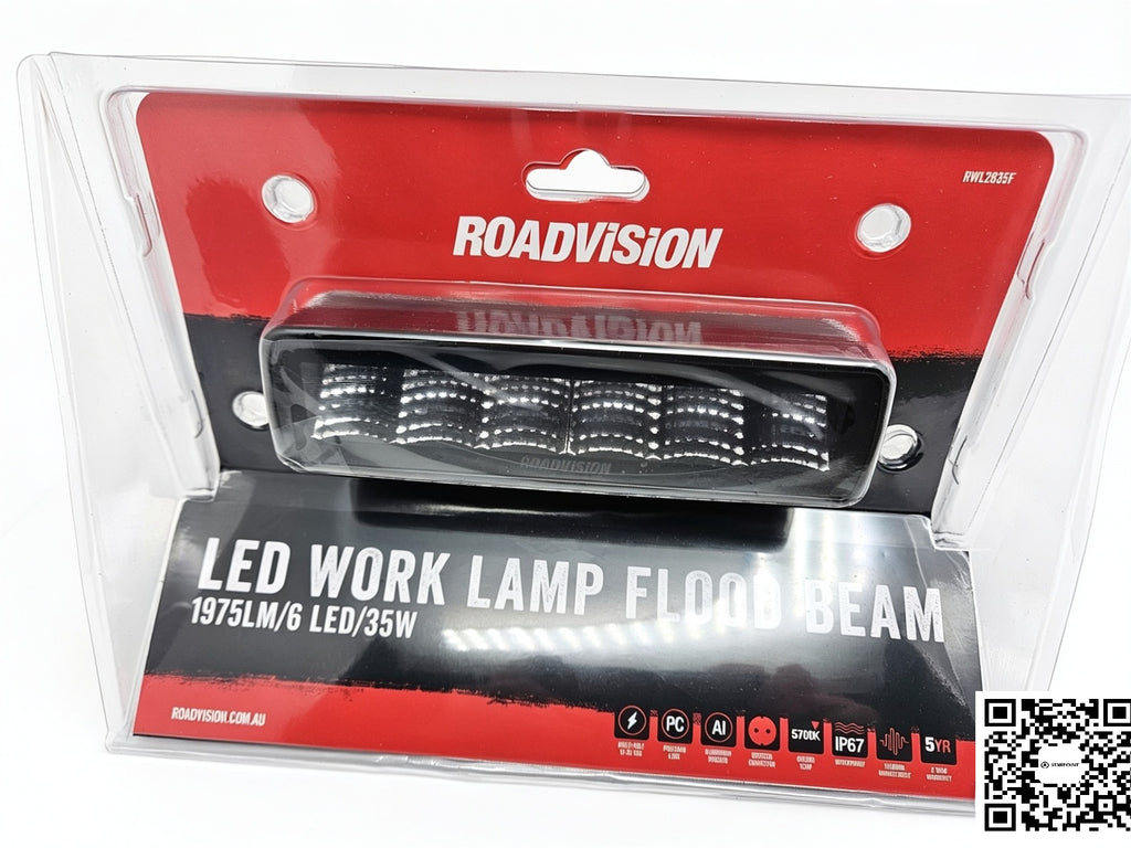 Roadvision LED Work Light Rectangular 10-30V 6x5W 35W 1975lm Flood Beam Stealth
