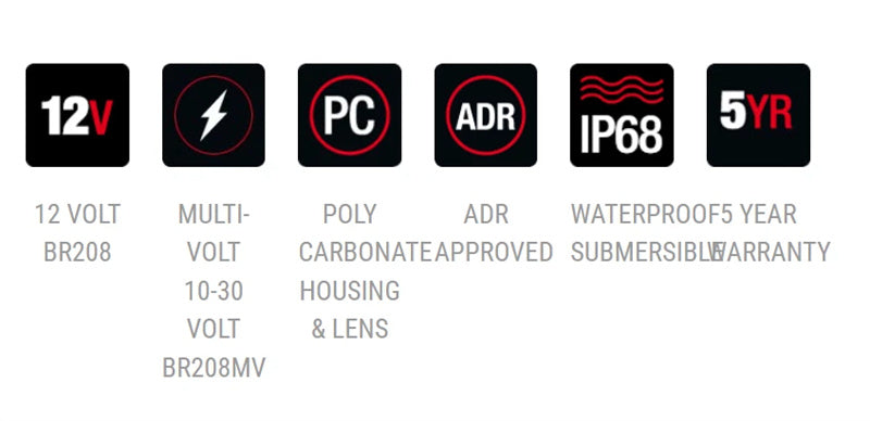 Roadvision LED Rear Combination Lamp Kit 12V Stop/Tail/Ind/Ref Surface 100x100mm