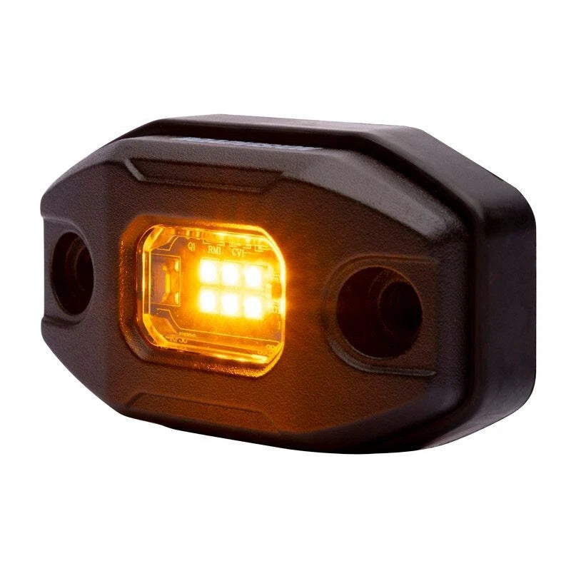 Roadvision LED Work/Rock Light Amber 10-30V 6x1.5W Flood Beam +2 Mounts IP67